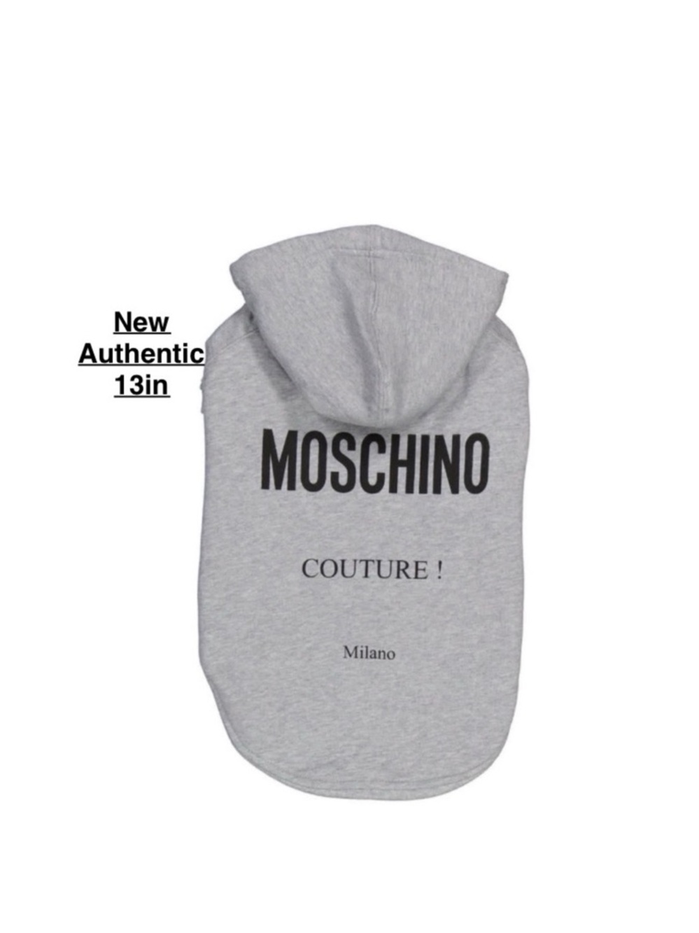 New Moschino Light Gray Pet Hoodie 13in with tags ⭐️⭐️⭐️⭐️⭐️